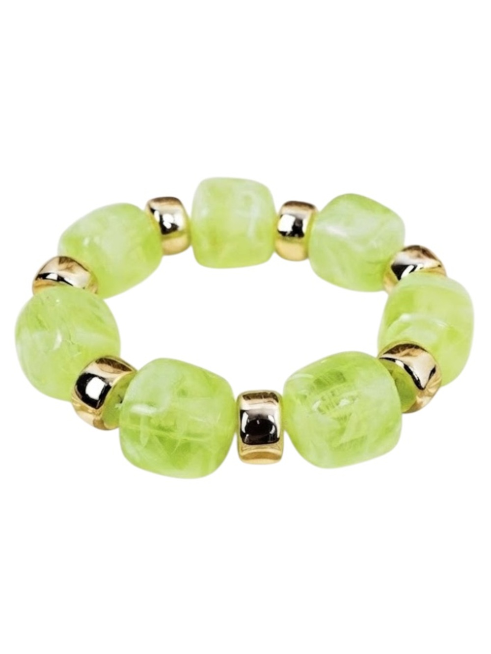 Viola Lime Green & Gold Tone Soho Brunch Beaded Stretch Bracelet (NWT)